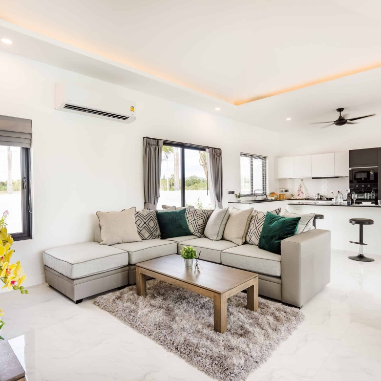 Open concept living space with modern architectural design