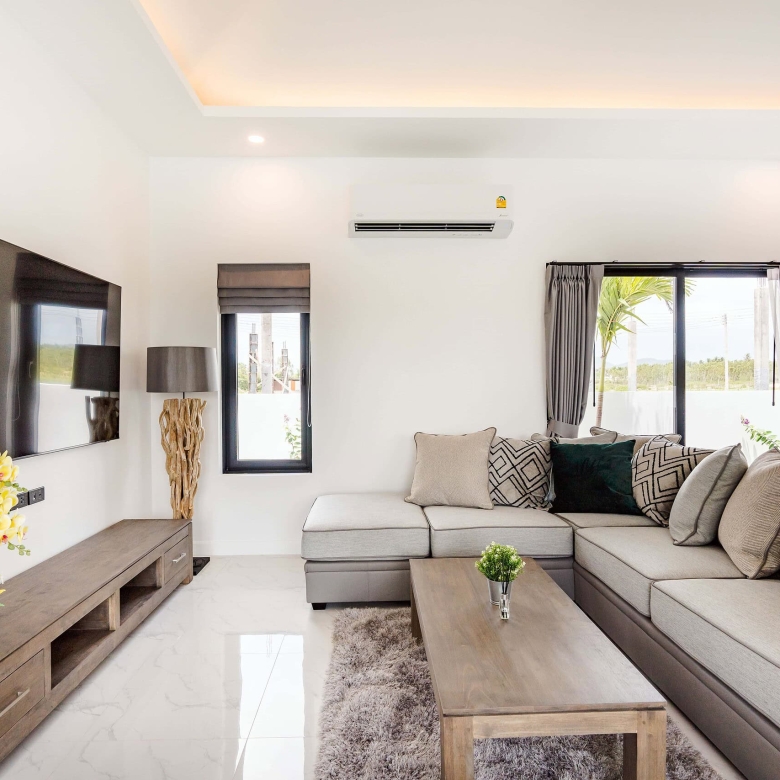 Elegant bedroom with built in wardrobes and storage