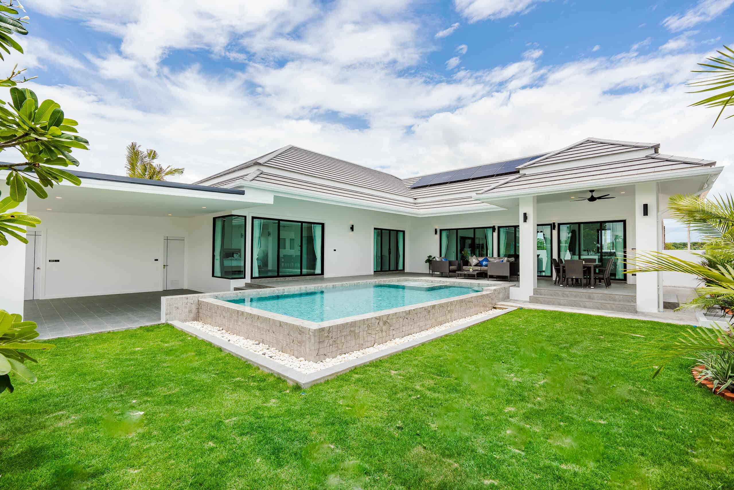 Desirable Villa with Swimming Pool Covered outdoor dining area with table and chairs
