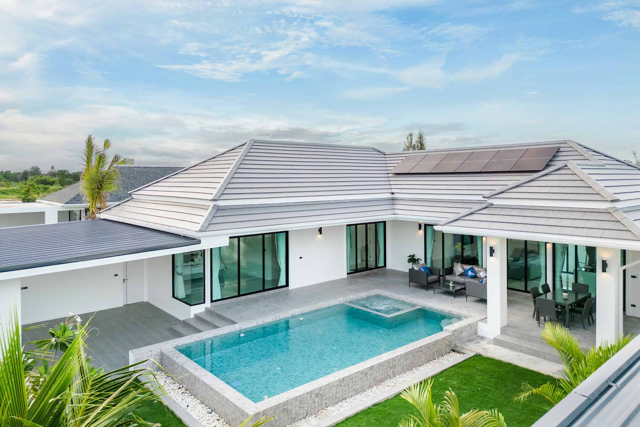 Modern House with Private Pool Botanica Hua Hin luxury furnished house exterior view