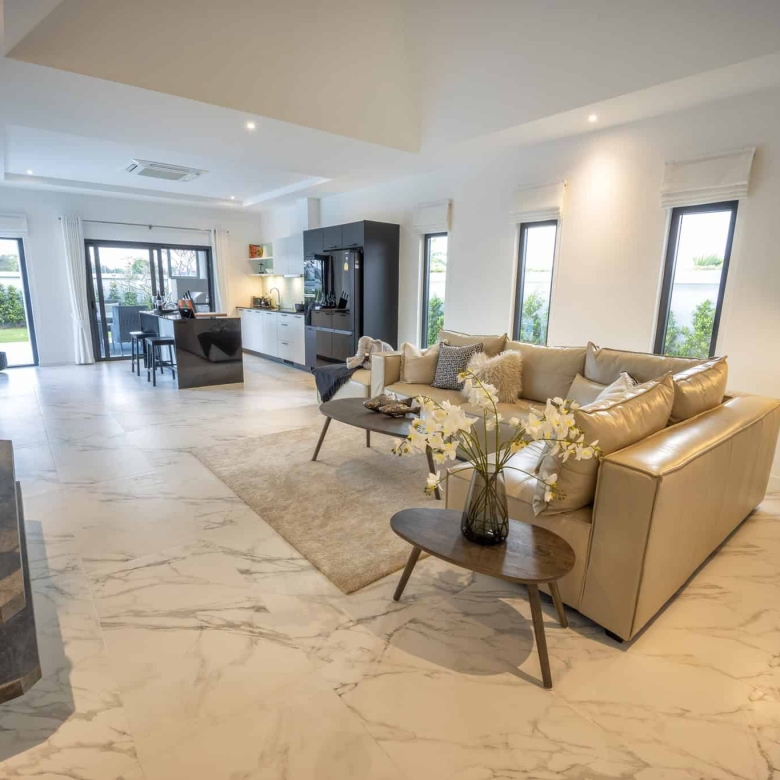 Villa balcony with scenic views and seating