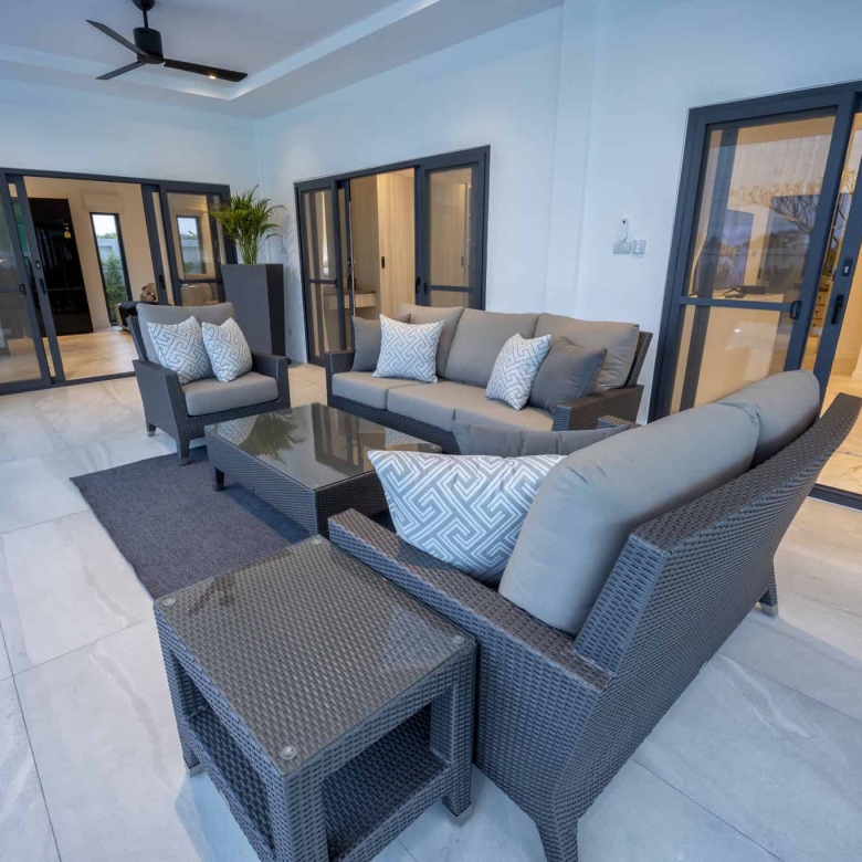 Luxury villa master suite with walk in closet