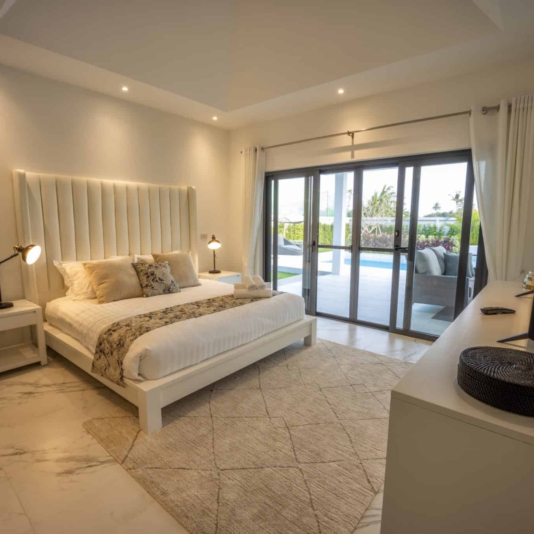 Modern villa facade with striking design elements