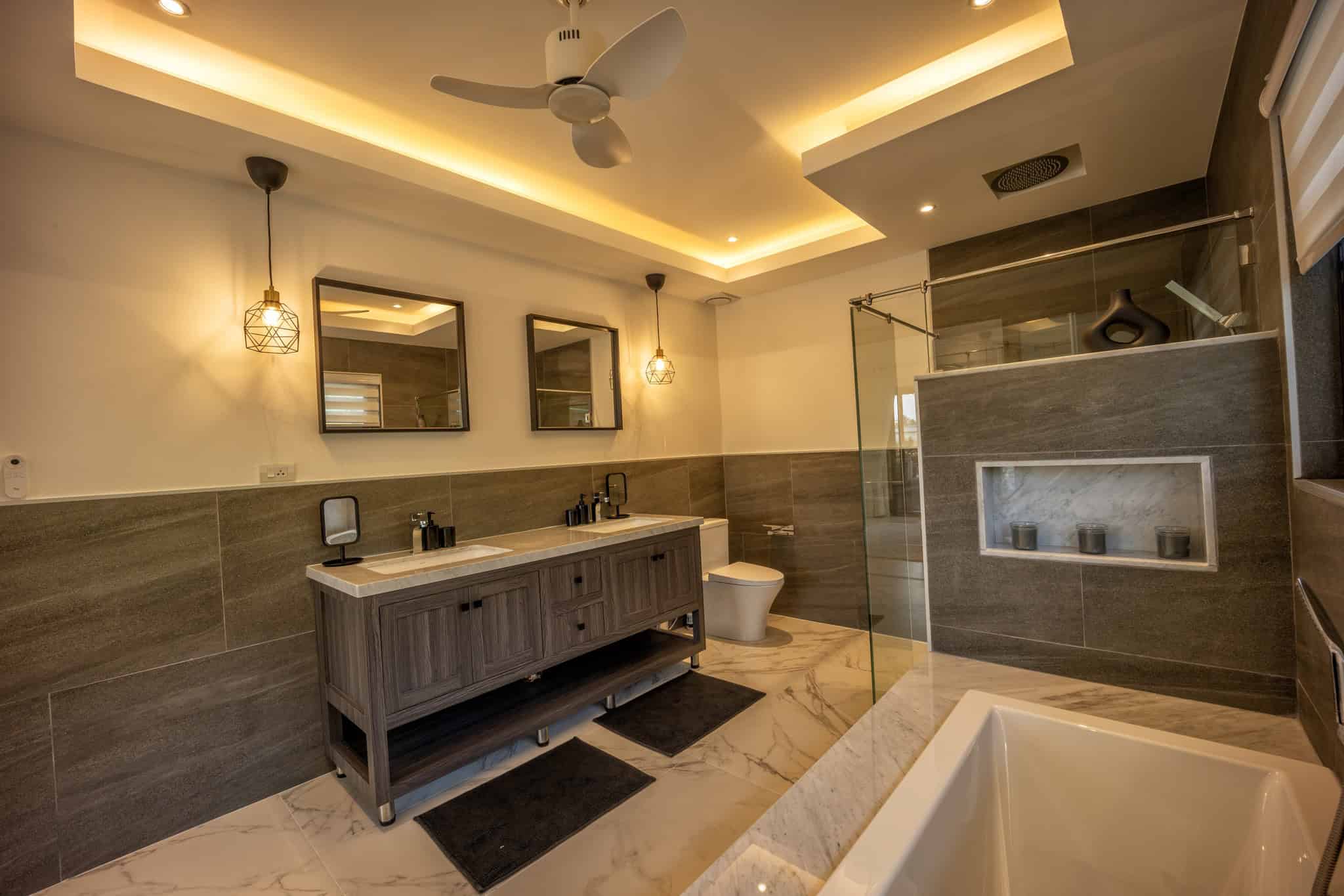 Modern Home with Pool Villa guest bedroom with comfortable sleeping arrangements