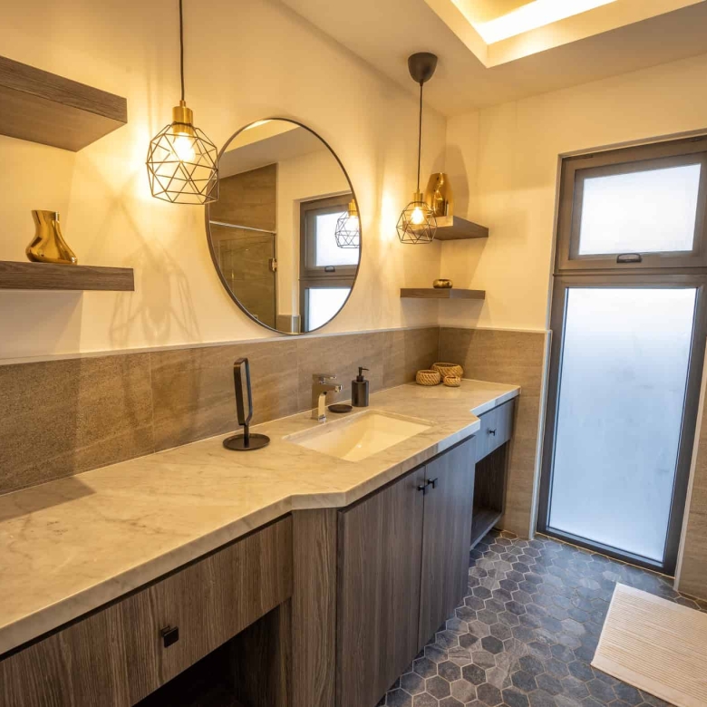 Contemporary villa bathroom with spa like features