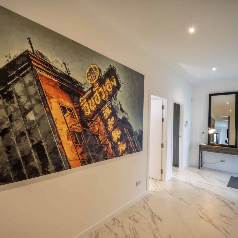 Open plan living space with modern amenities